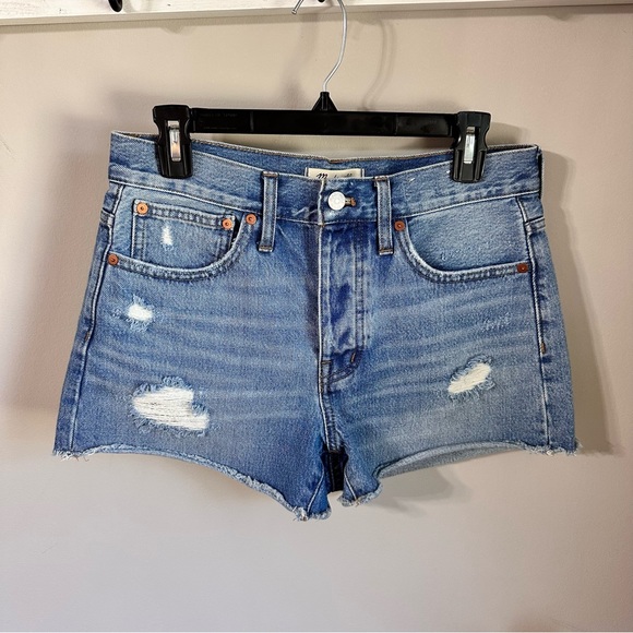 MADEWELL NWOT Relaxed Denim Jean Shorts High Rise Distressed  Size 25 - Picture 2 of 13
